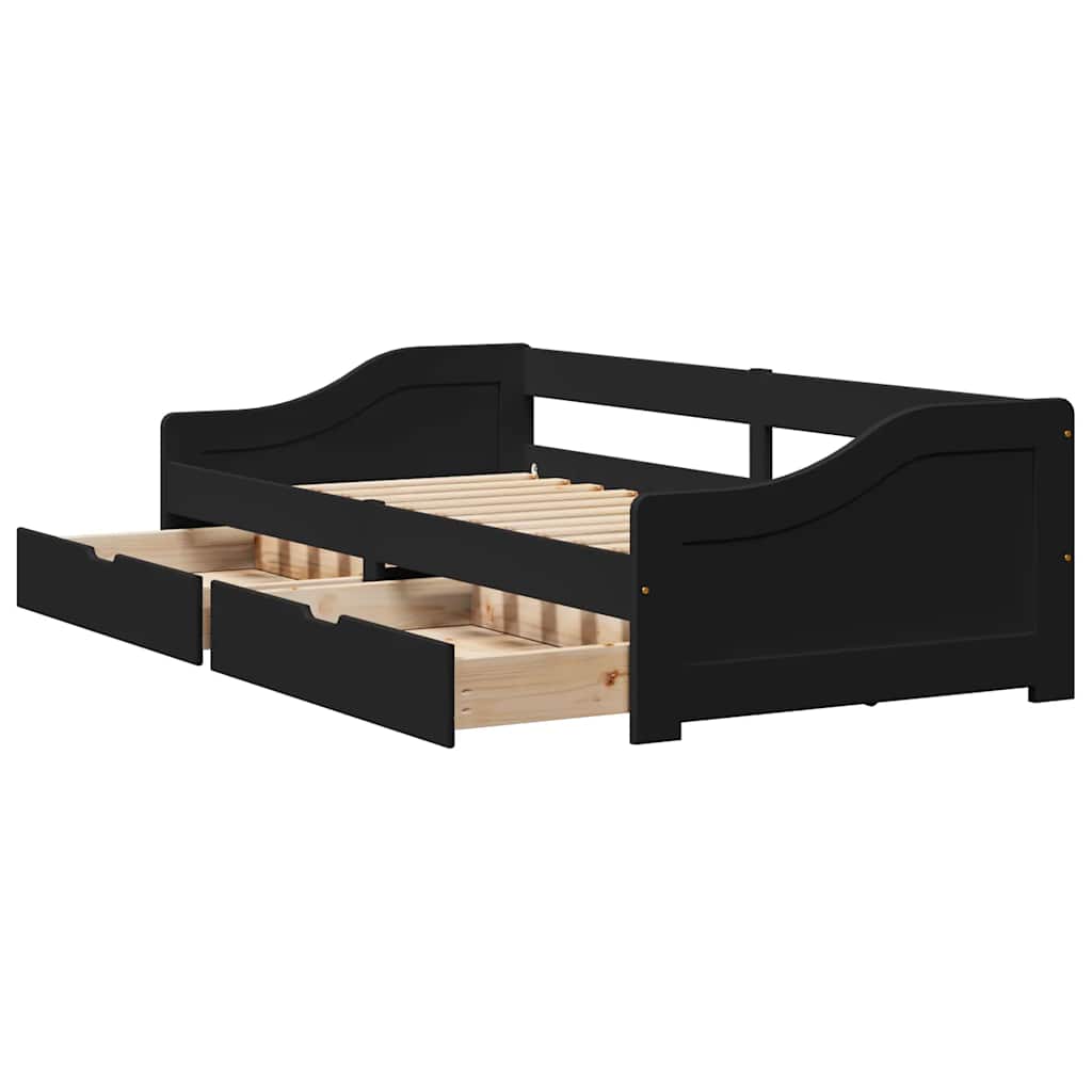 vidaXL Pat de zi cu 2 sertare fără saltea „IRUN” Negru 90x200 cm vidaXL Pat de zi cu 2 sertare fără saltea „IRUN” Negru 90x200 cm