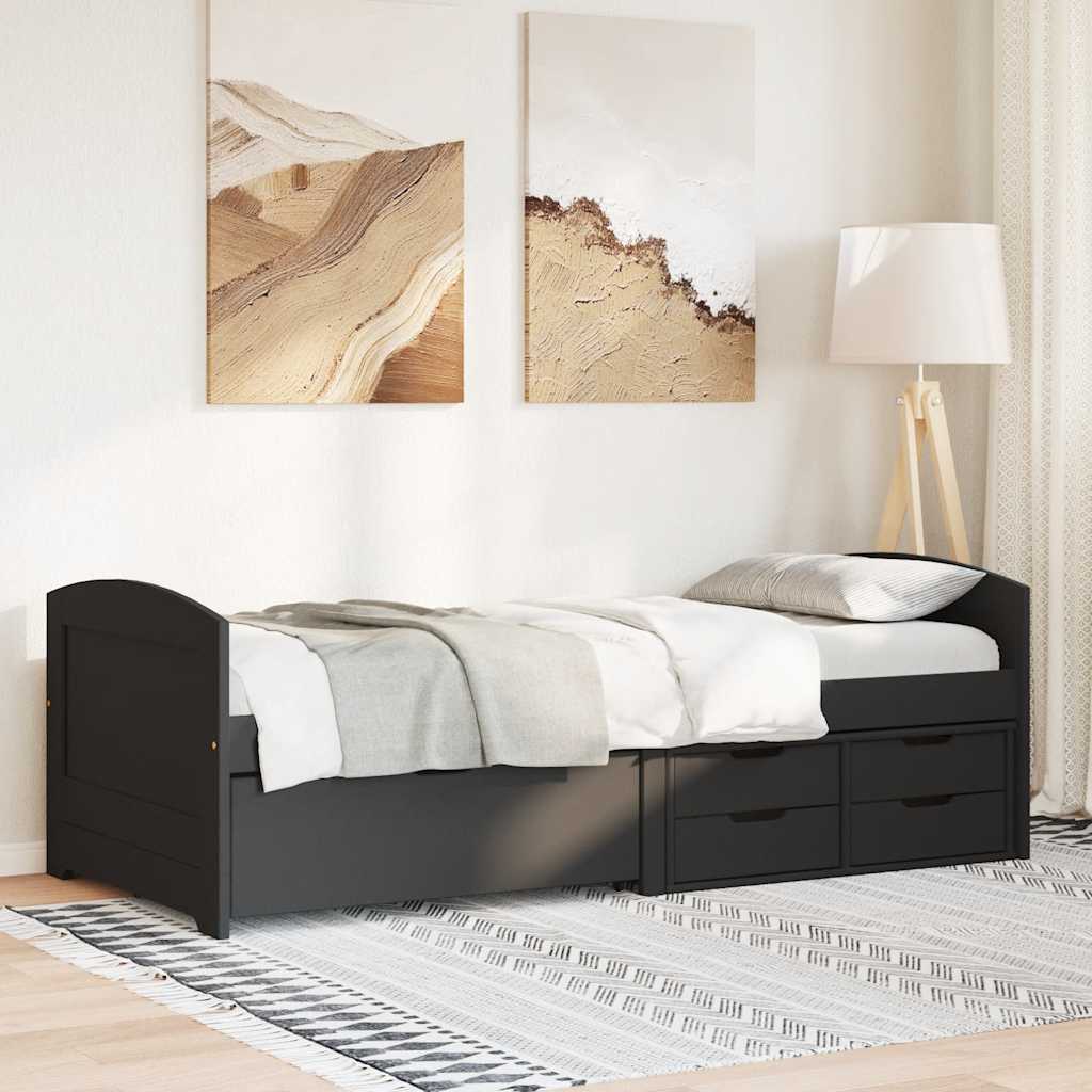 vidaXL Pat de zi cu 5 sertare fără saltea „IRUN” Negru 90x200 cm vidaXL Pat de zi cu 5 sertare fără saltea „IRUN” Negru 90x200 cm