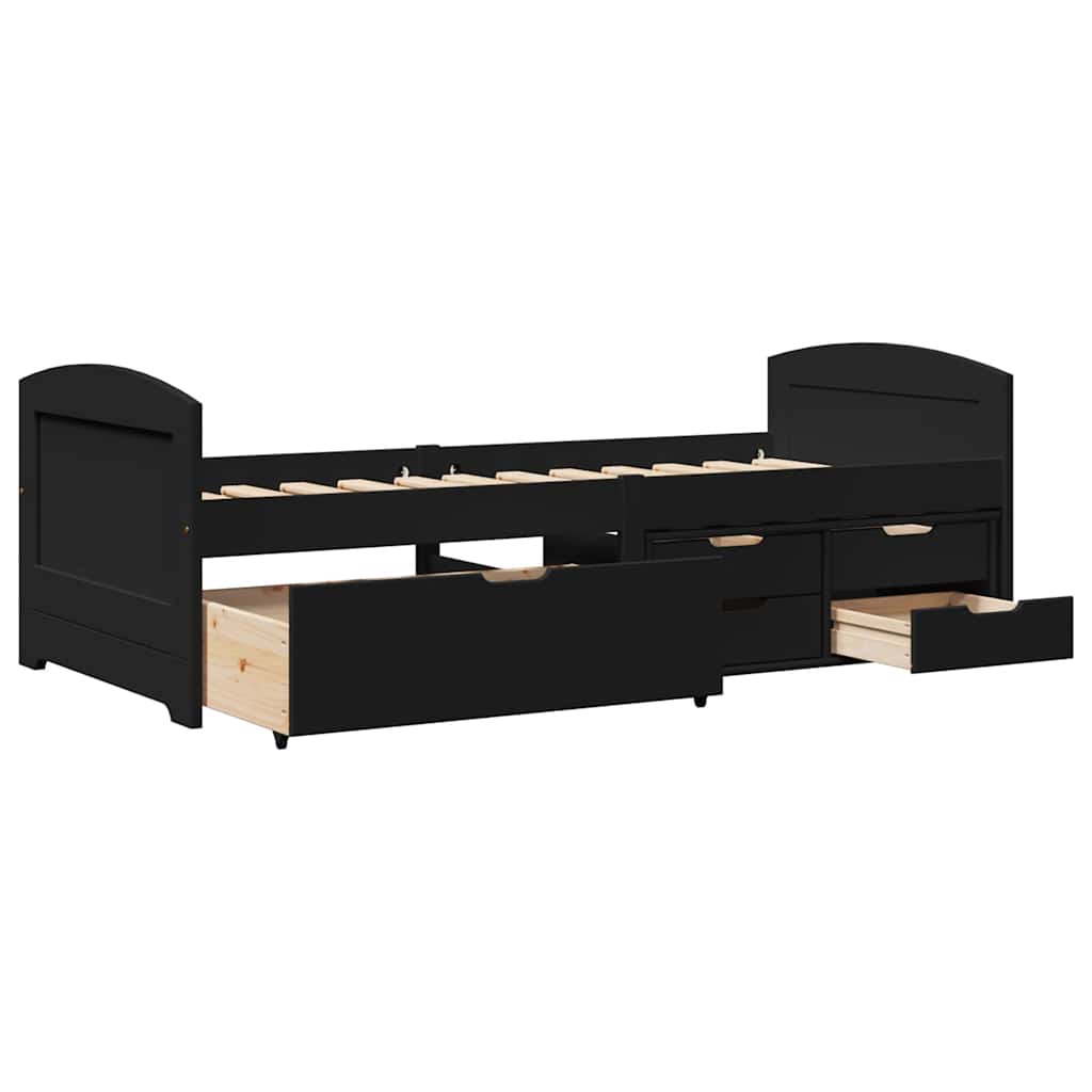 vidaXL Pat de zi cu 5 sertare fără saltea „IRUN” Negru 90x200 cm vidaXL Pat de zi cu 5 sertare fără saltea „IRUN” Negru 90x200 cm