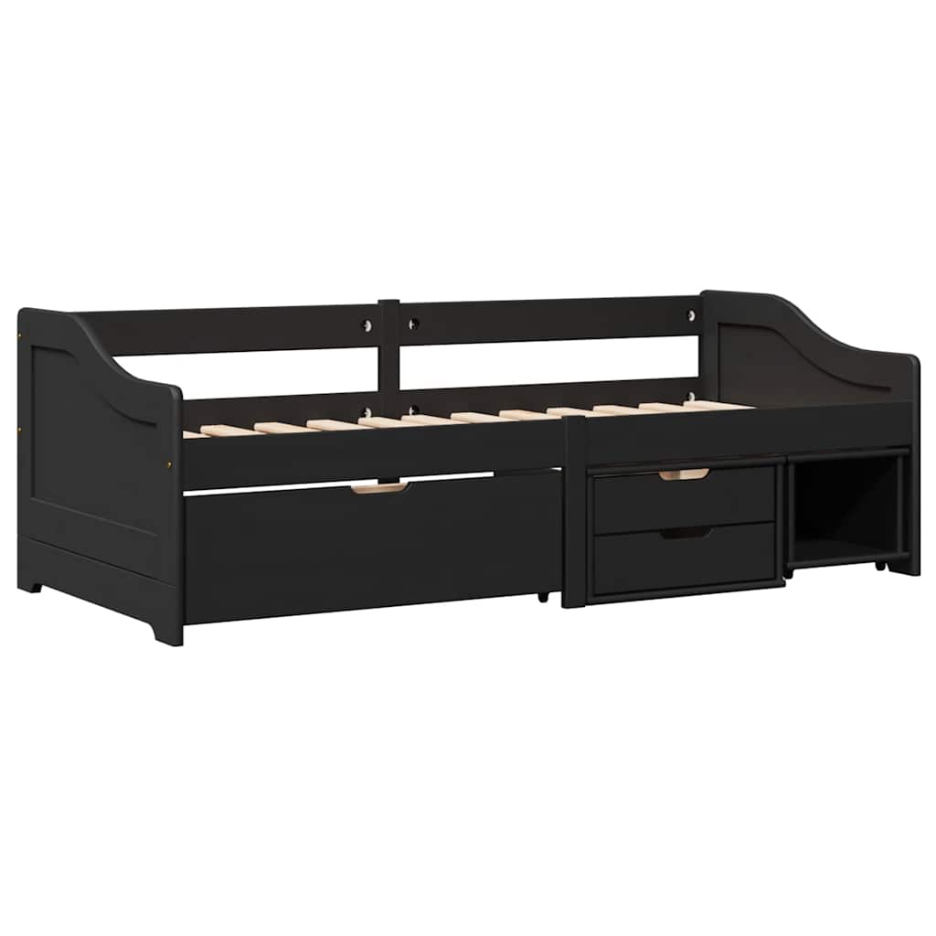 vidaXL Pat de zi cu 3 sertare fără saltea „IRUN” Negru 90x200 cm