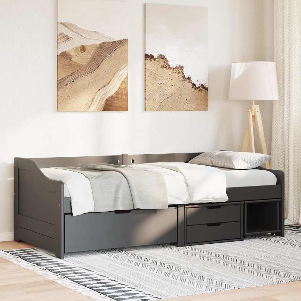 vidaXL Pat de zi cu 3 sertare fără saltea „IRUN” Negru 90x200 cm