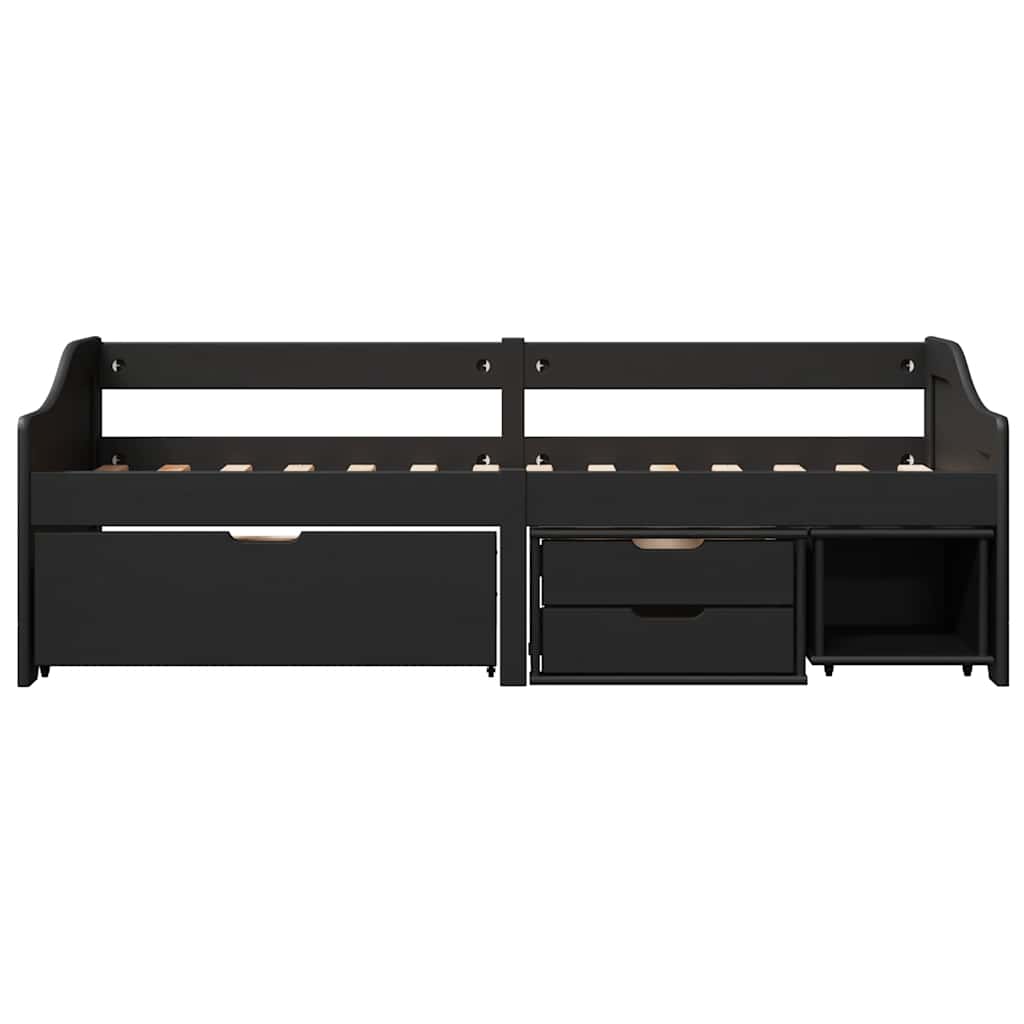 vidaXL Pat de zi cu 3 sertare fără saltea „IRUN” Negru 90x200 cm
