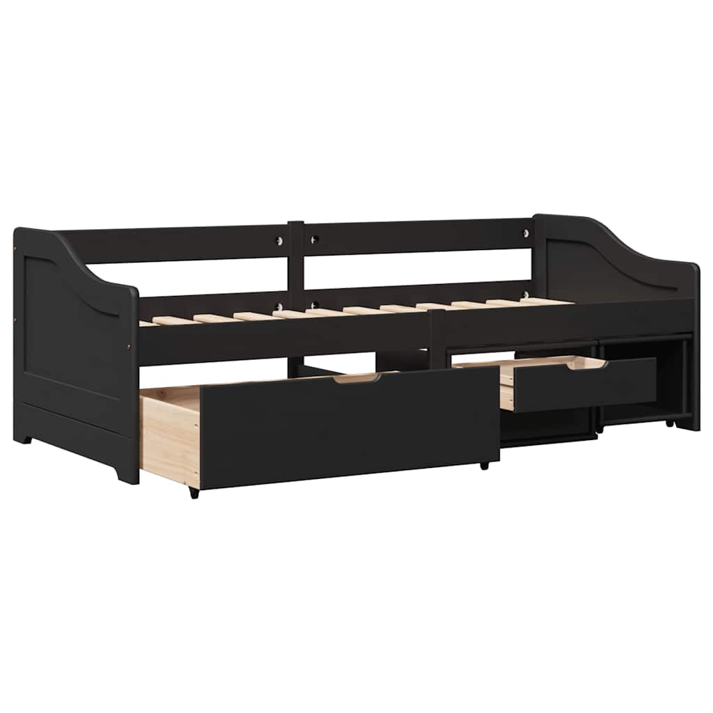 vidaXL Pat de zi cu 3 sertare fără saltea „IRUN” Negru 90x200 cm