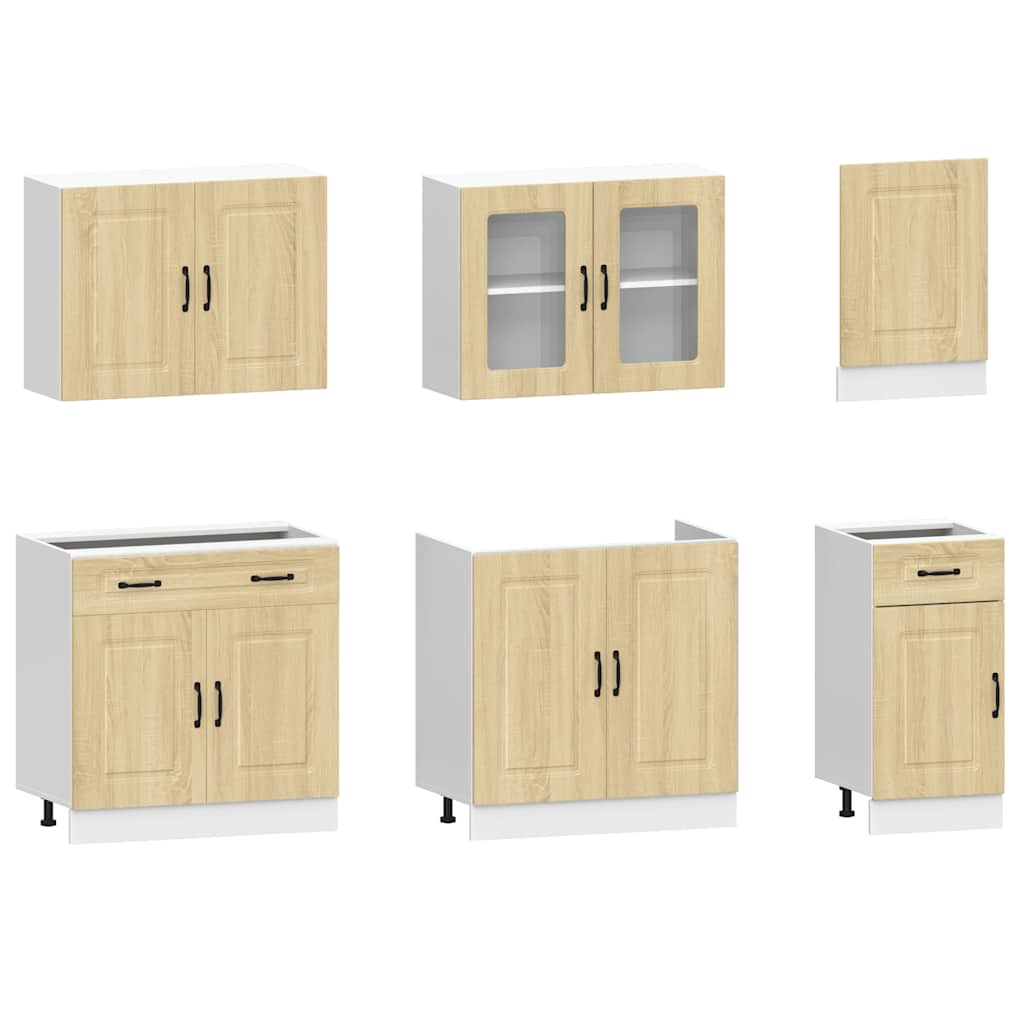 vidaXL Set dulap de bucătărie din 7 piese „Kalmar” lemn stejar Sonoma vidaXL Set dulap de bucătărie din 7 piese „Kalmar” lemn stejar Sonoma