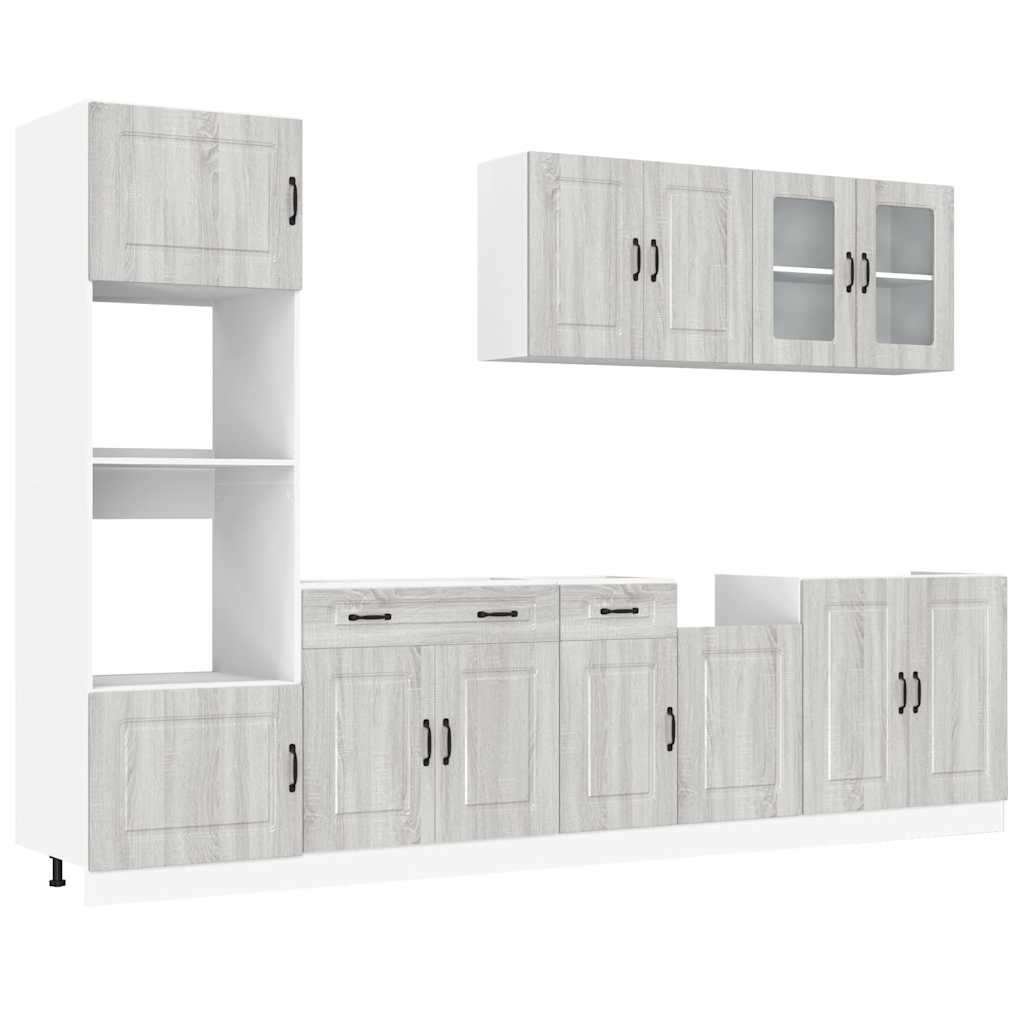 vidaXL Set de dulapuri de bucătărie 7 piese „Kalmar” lemn Sonoma gri vidaXL Set de dulapuri de bucătărie 7 piese „Kalmar” lemn Sonoma gri