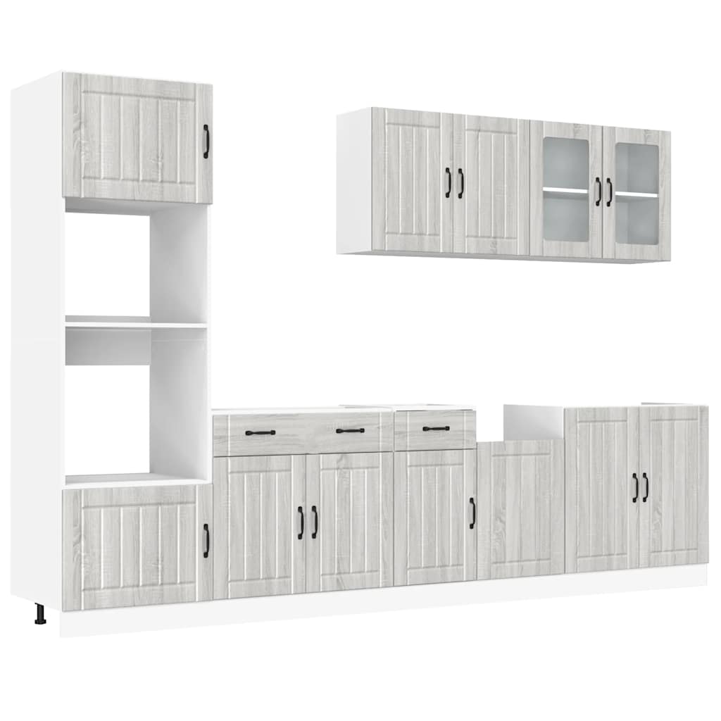 vidaXL Set de dulapuri de bucătărie 7 piese „Kalmar” lemn Sonoma gri vidaXL Set de dulapuri de bucătărie 7 piese „Kalmar” lemn Sonoma gri