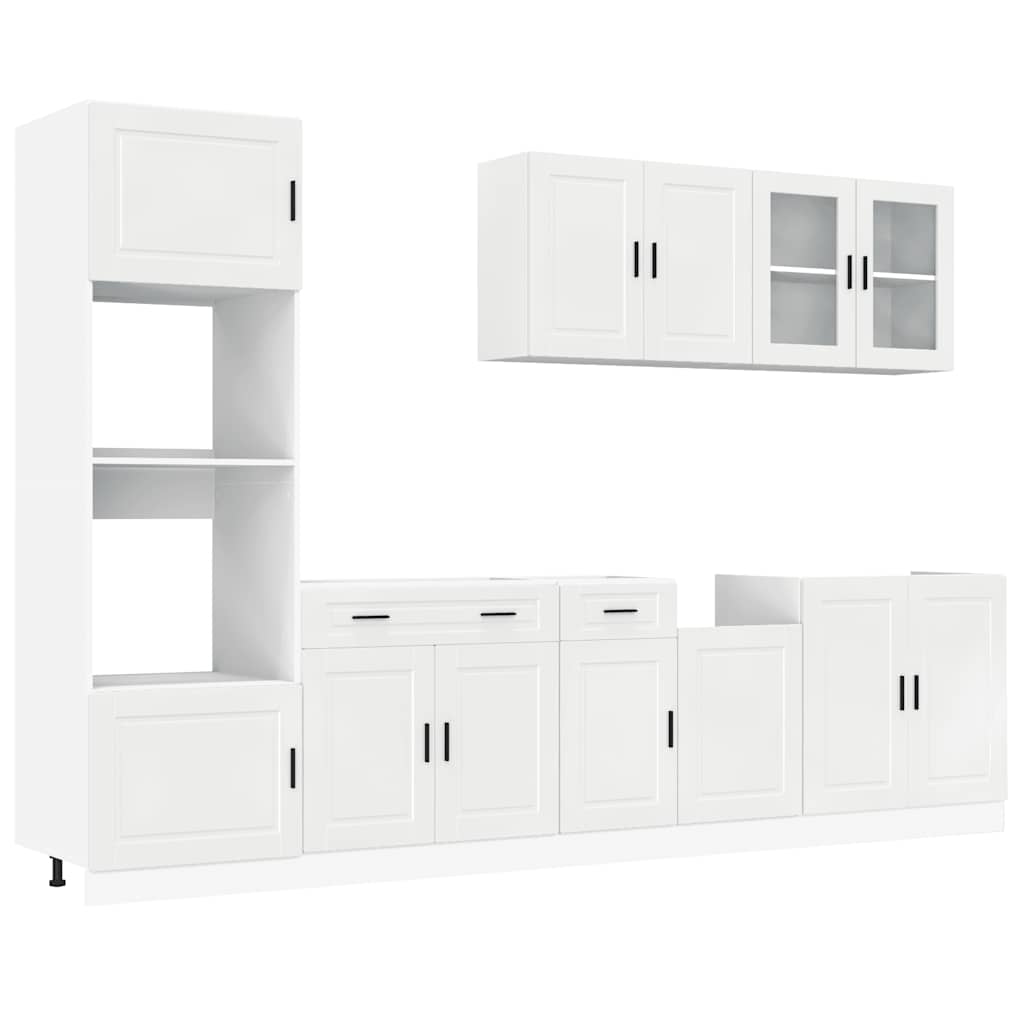 vidaXL Set dulap de bucătărie 7 piese „Kalmar” alb lucios Lemn vidaXL Set dulap de bucătărie 7 piese „Kalmar” alb lucios Lemn