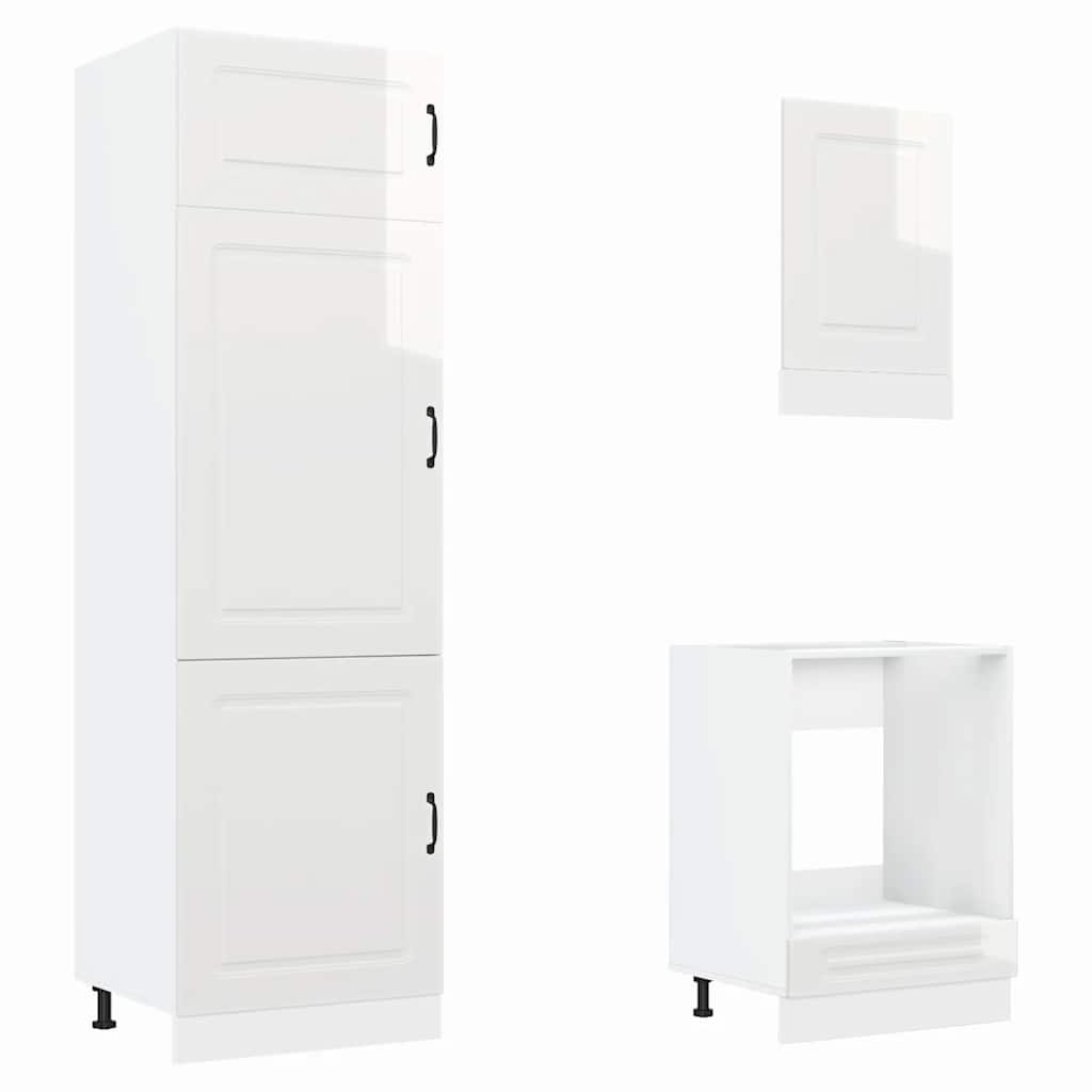 vidaXL Set dulap de bucătărie 7 piese „Kalmar” alb lucios Lemn vidaXL Set dulap de bucătărie 7 piese „Kalmar” alb lucios Lemn