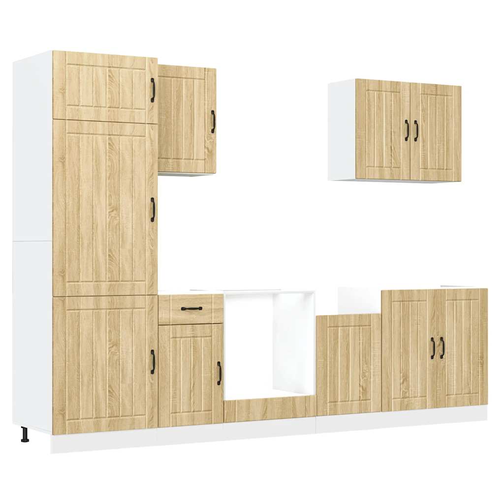 vidaXL Set dulap de bucătărie din 7 piese „Lucca” lemn stejar Sonoma vidaXL Set dulap de bucătărie din 7 piese „Lucca” lemn stejar Sonoma