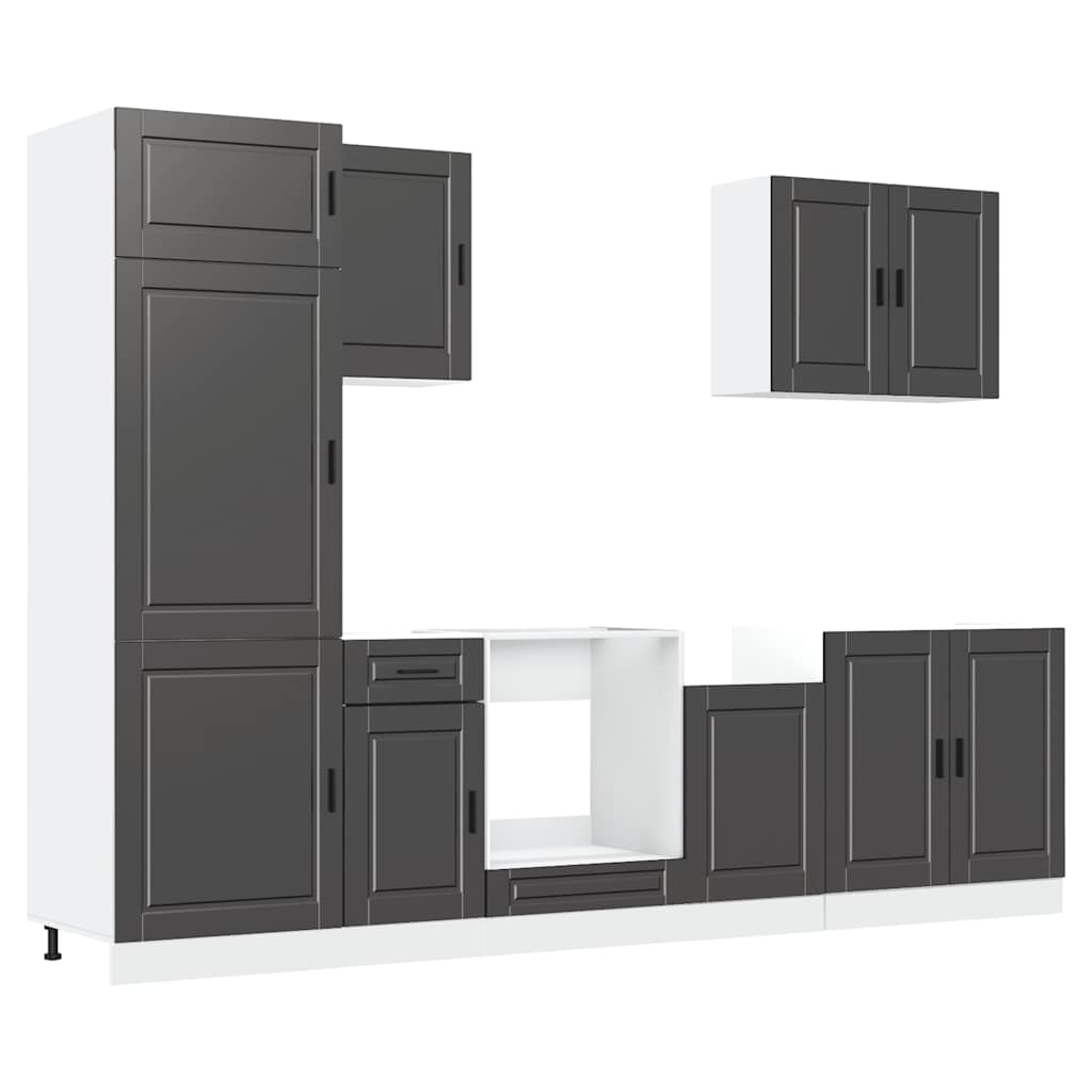 vidaXL Set dulap de bucătărie 7 piese „Kalmar” lemn negru prelucrat vidaXL Set dulap de bucătărie 7 piese „Kalmar” lemn negru prelucrat