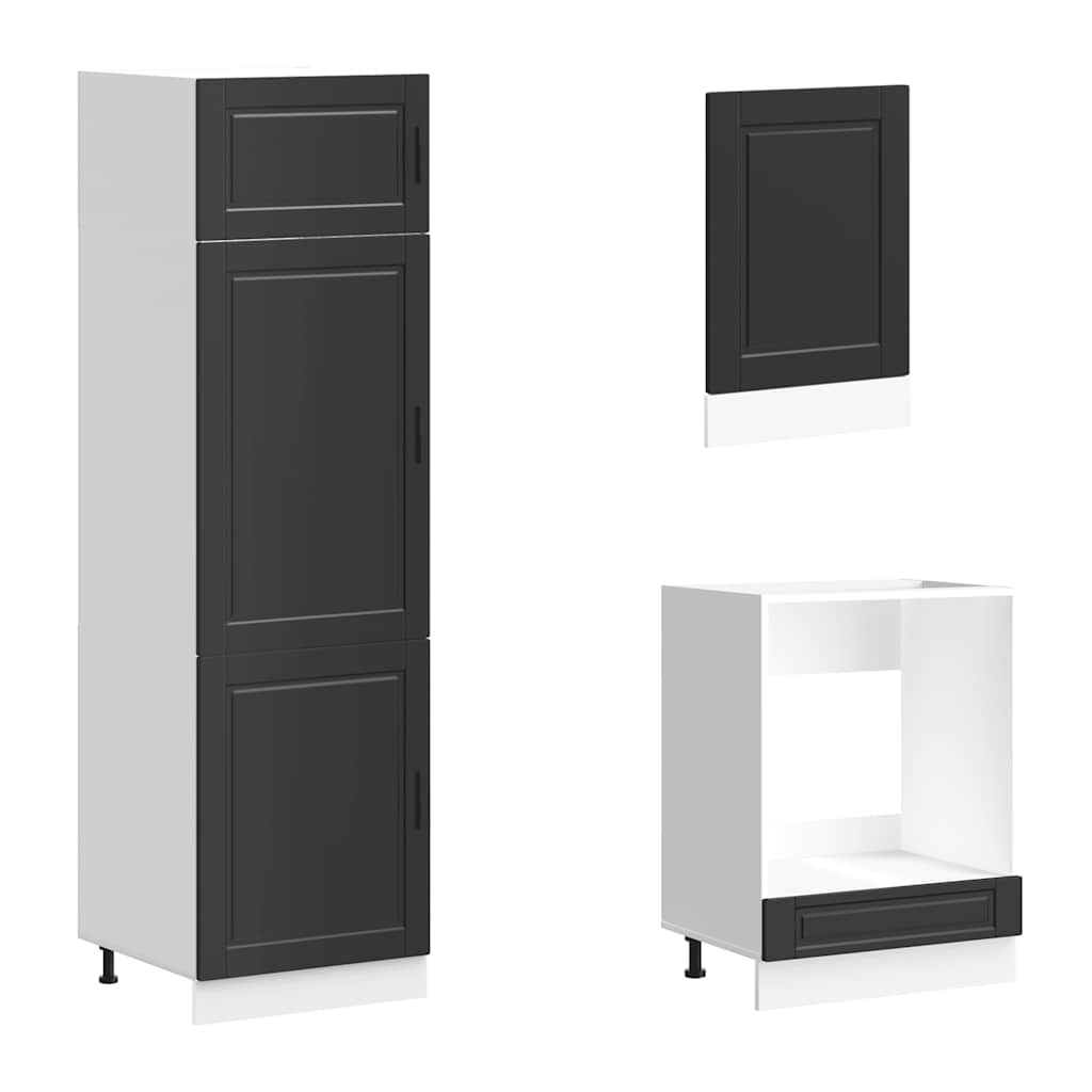 vidaXL Set dulap de bucătărie 7 piese „Kalmar” lemn negru prelucrat vidaXL Set dulap de bucătărie 7 piese „Kalmar” lemn negru prelucrat