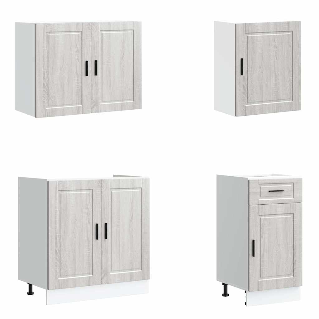 vidaXL Set de dulapuri de bucătărie 7 piese „Kalmar” lemn Sonoma gri vidaXL Set de dulapuri de bucătărie 7 piese „Kalmar” lemn Sonoma gri