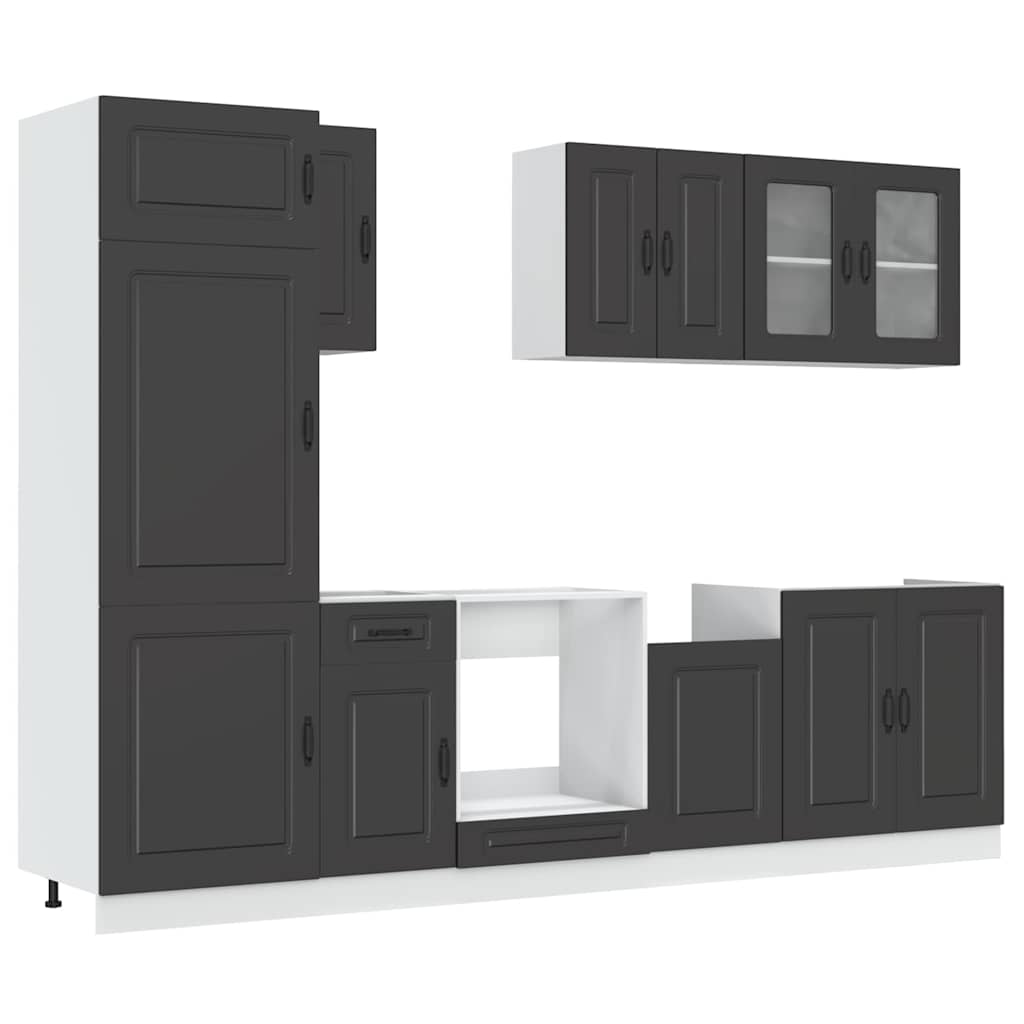 vidaXL Set dulap de bucătărie 8 piese „Kalmar” lemn negru prelucrat
