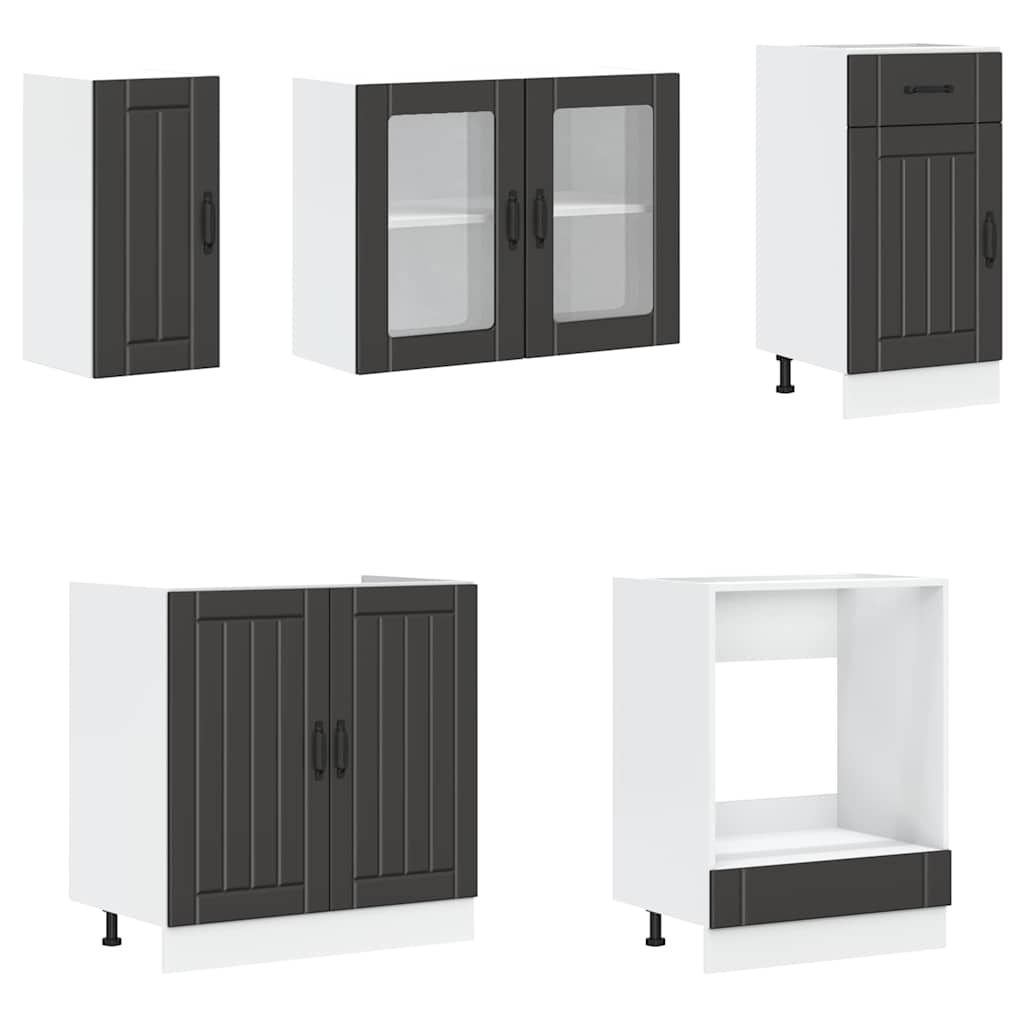 vidaXL Set dulap de bucătărie 8 piese „Kalmar” lemn negru prelucrat