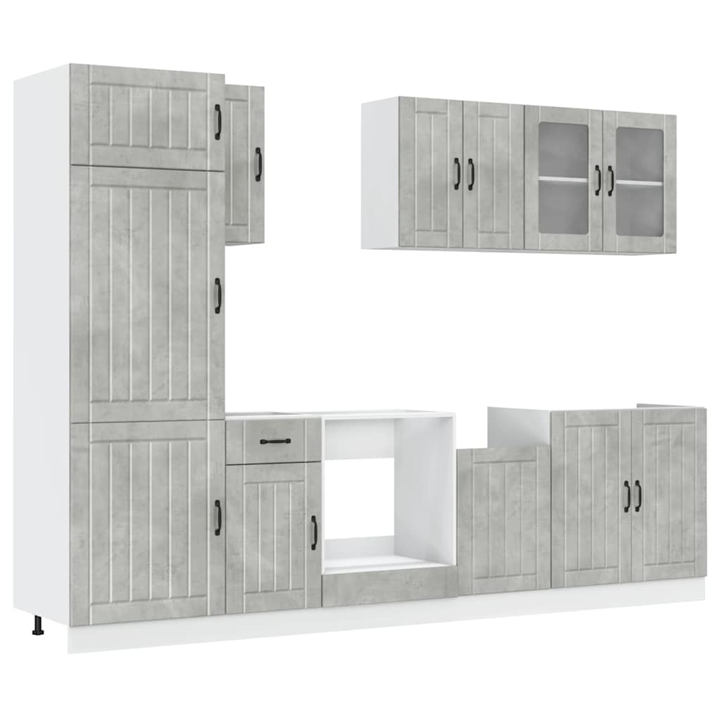 vidaXL Set dulapuri de bucătărie 8 piese „Kalmar” gri beton Lemn