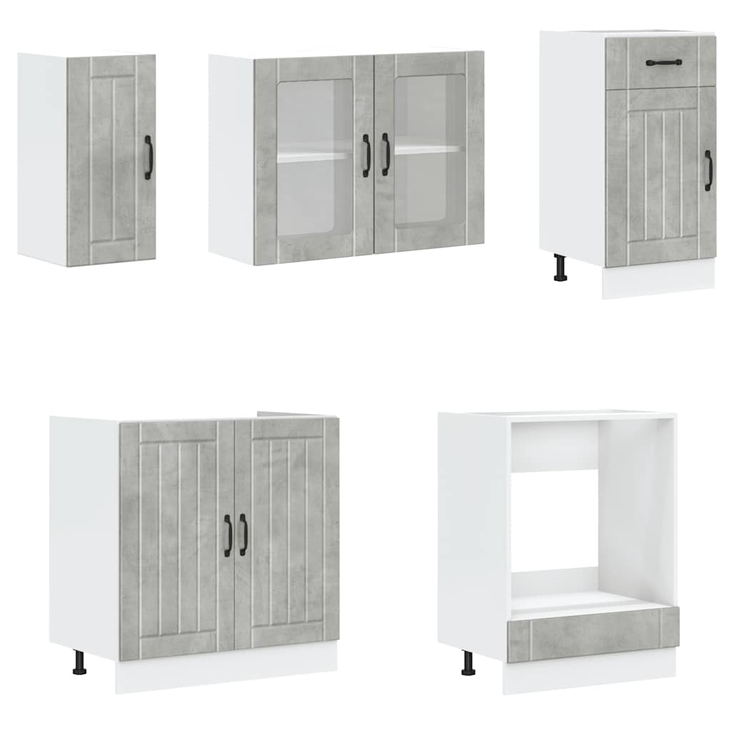 vidaXL Set dulapuri de bucătărie 8 piese „Kalmar” gri beton Lemn