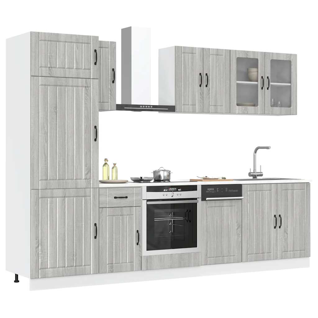 vidaXL Set de dulapuri de bucătărie 8 piese „Kalmar” lemn Sonoma gri vidaXL Set de dulapuri de bucătărie 8 piese „Kalmar” lemn Sonoma gri