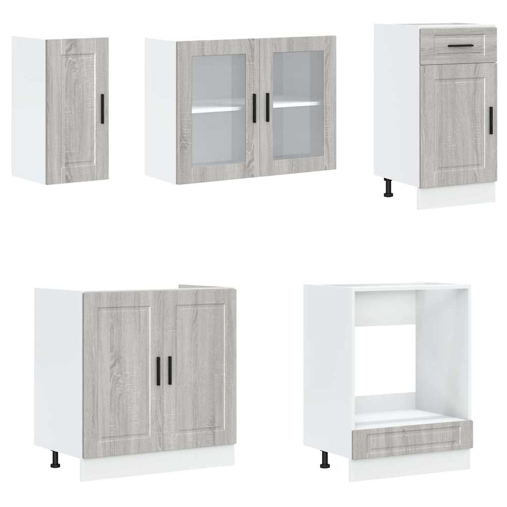 vidaXL Set de dulapuri de bucătărie 8 piese „Kalmar” lemn Sonoma gri vidaXL Set de dulapuri de bucătărie 8 piese „Kalmar” lemn Sonoma gri