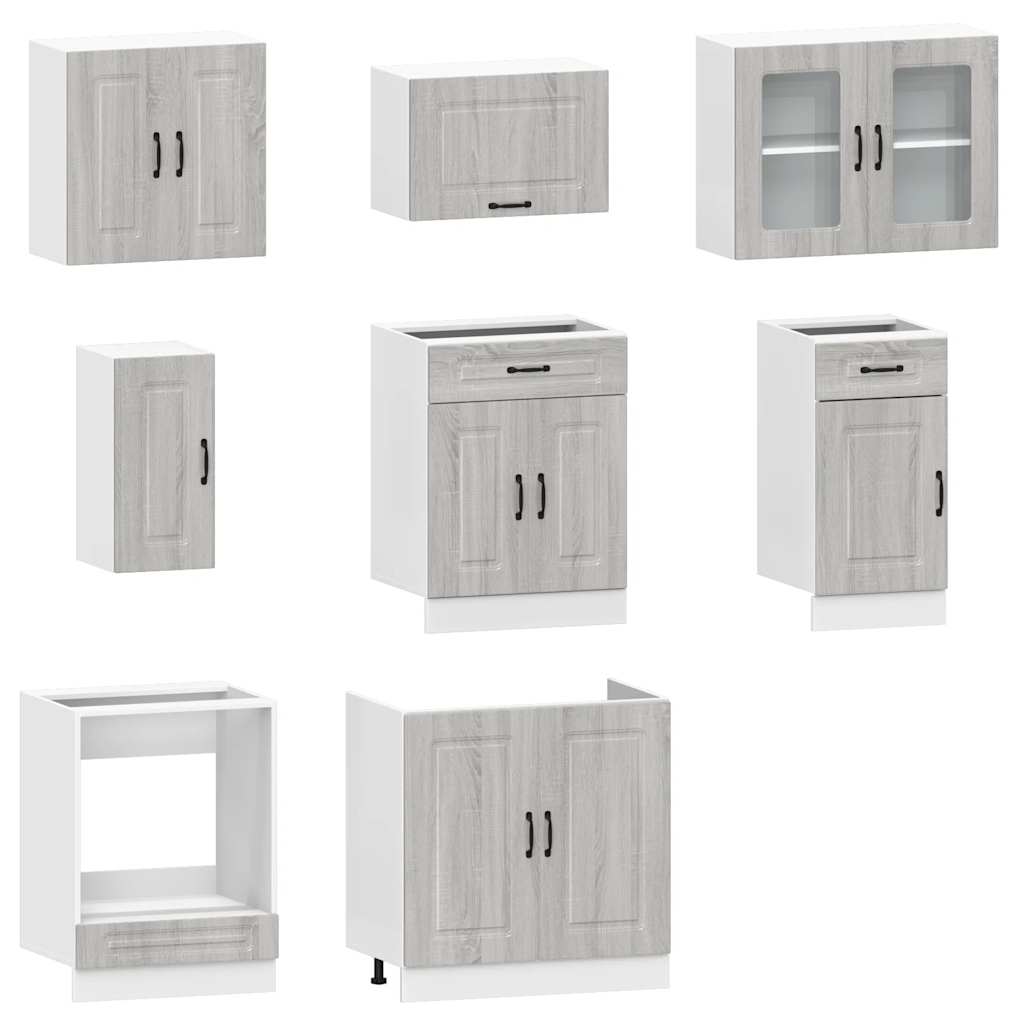 vidaXL Set de dulapuri de bucătărie 8 piese „Kalmar” lemn Sonoma gri