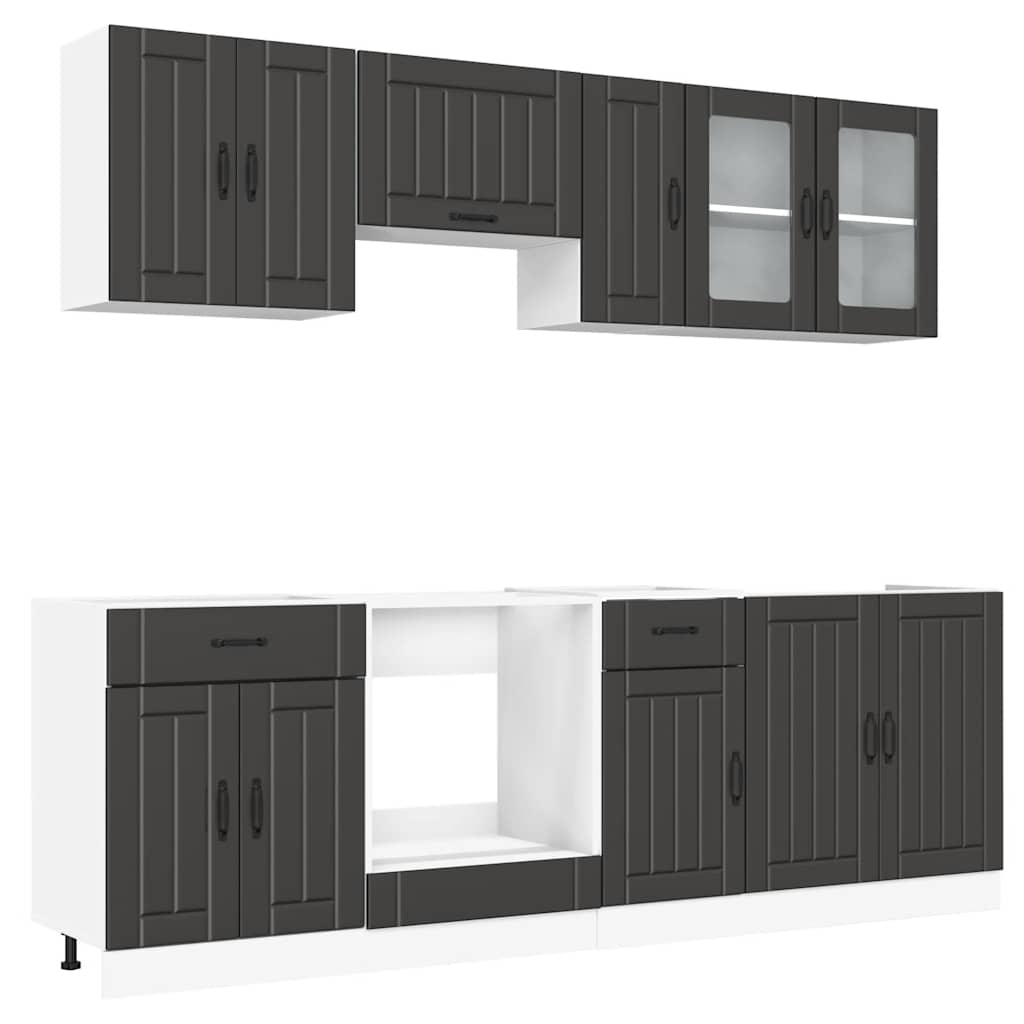 vidaXL Set dulap de bucătărie 8 piese „Kalmar” lemn negru prelucrat