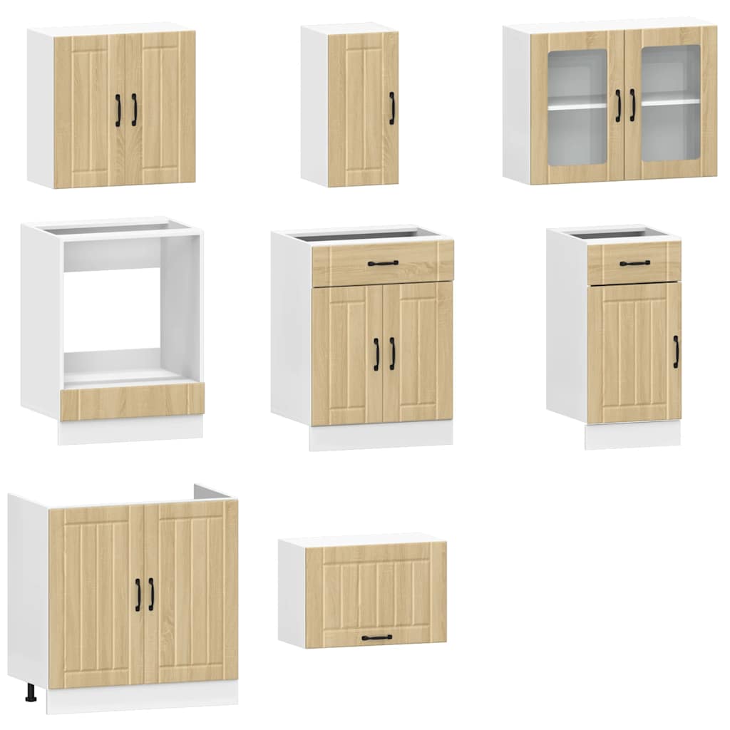 vidaXL Set dulap de bucătărie din 8 piese „Kalmar” lemn stejar Sonoma vidaXL Set dulap de bucătărie din 8 piese „Kalmar” lemn stejar Sonoma