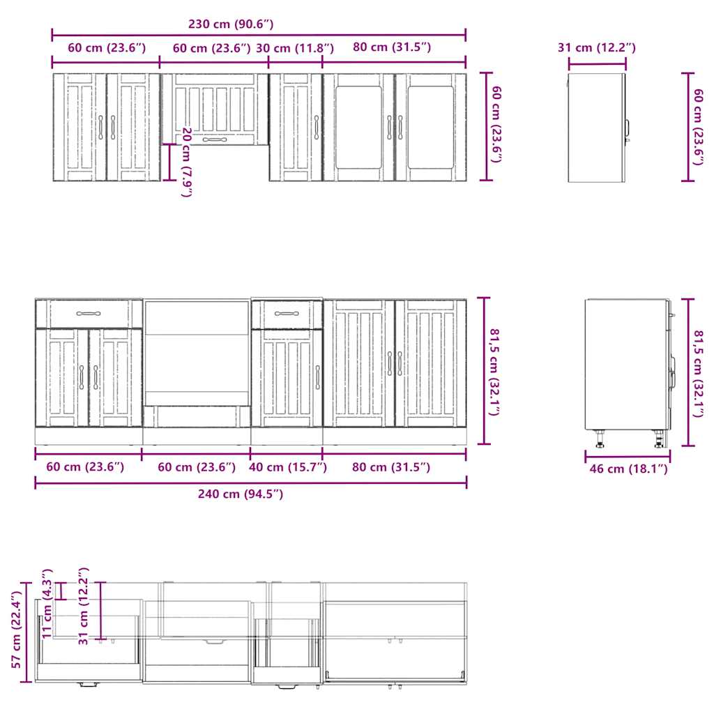 vidaXL Set dulap de bucătărie din 8 piese „Kalmar” lemn stejar Sonoma vidaXL Set dulap de bucătărie din 8 piese „Kalmar” lemn stejar Sonoma