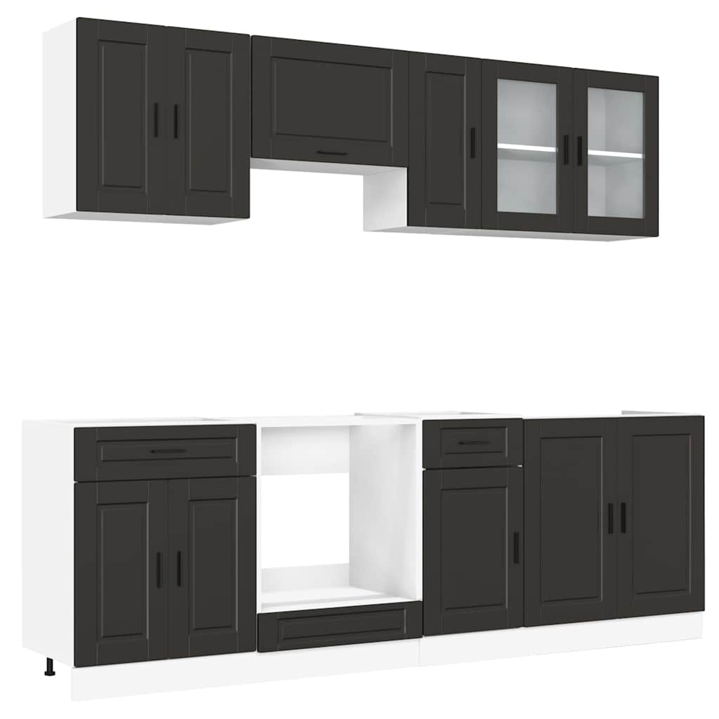vidaXL Set dulap de bucătărie 8 piese „Kalmar” lemn negru prelucrat