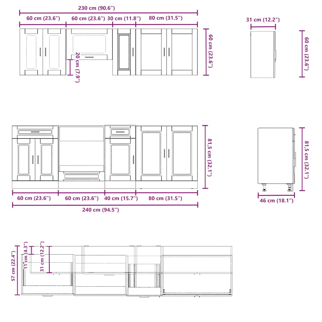 vidaXL Set dulap de bucătărie din 8 piese „Kalmar” lemn stejar Sonoma vidaXL Set dulap de bucătărie din 8 piese „Kalmar” lemn stejar Sonoma