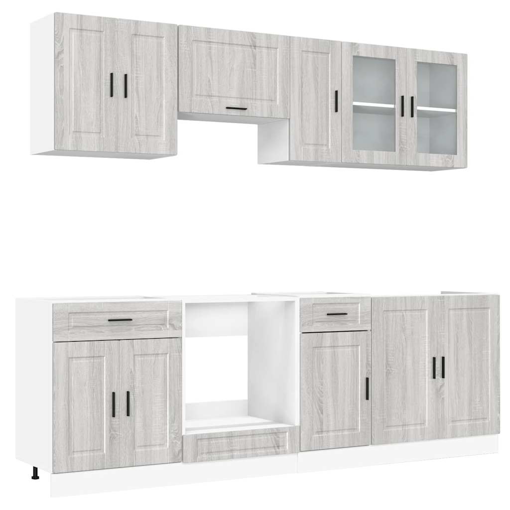 vidaXL Set de dulapuri de bucătărie 8 piese „Kalmar” lemn Sonoma gri vidaXL Set de dulapuri de bucătărie 8 piese „Kalmar” lemn Sonoma gri