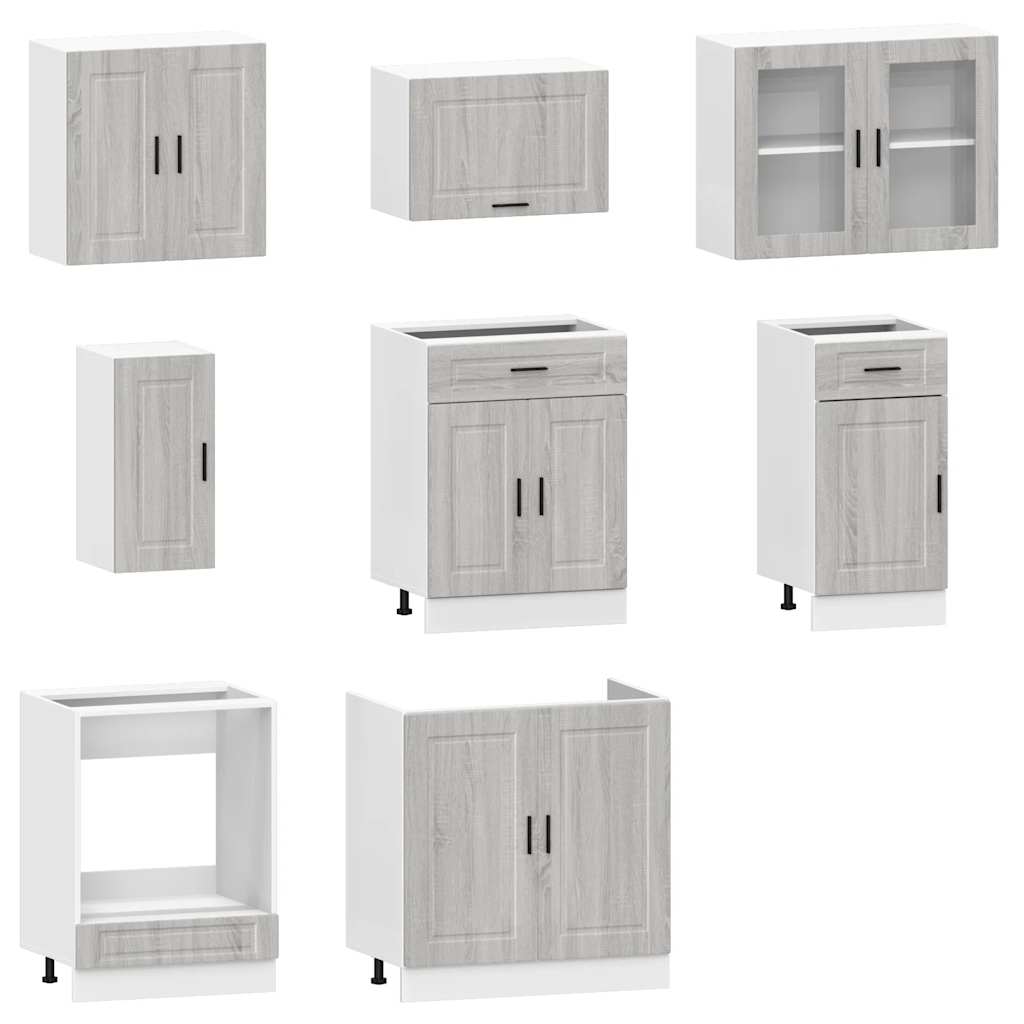 vidaXL Set de dulapuri de bucătărie 8 piese „Kalmar” lemn Sonoma gri vidaXL Set de dulapuri de bucătărie 8 piese „Kalmar” lemn Sonoma gri