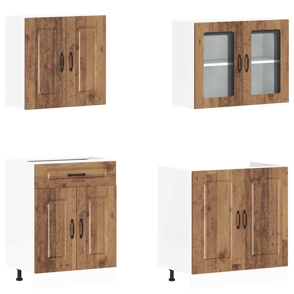 vidaXL Set de dulapuri de bucătărie 4 piese „Kalmar” Lemn vechi lemn vidaXL Set de dulapuri de bucătărie 4 piese „Kalmar” Lemn vechi lemn