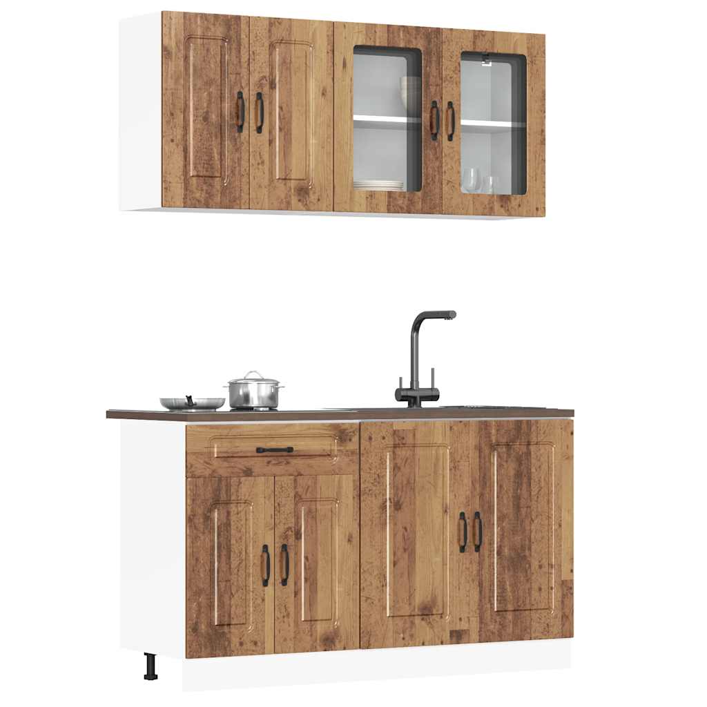 vidaXL Set de dulapuri de bucătărie 4 piese „Kalmar” Lemn vechi lemn vidaXL Set de dulapuri de bucătărie 4 piese „Kalmar” Lemn vechi lemn