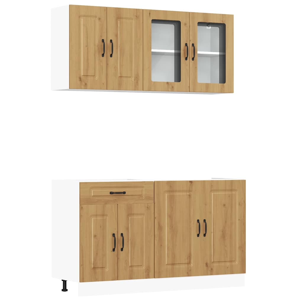 vidaXL Set dulap de bucătărie 4 piese „Kalmar” stejar artizanal lemn vidaXL Set dulap de bucătărie 4 piese „Kalmar” stejar artizanal lemn
