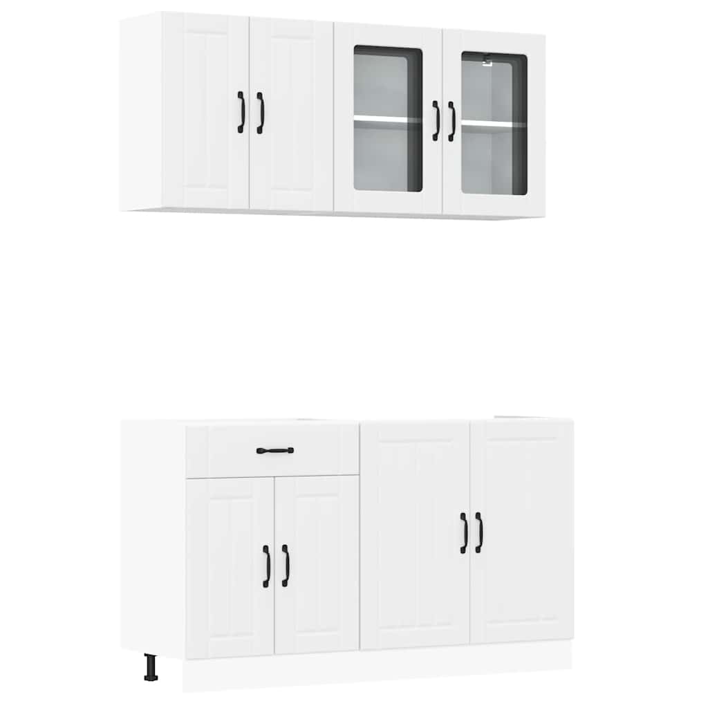 vidaXL Set dulap de bucătărie din 4 piese „Kalmar” Lemn prelucrat alb vidaXL Set dulap de bucătărie din 4 piese „Kalmar” Lemn prelucrat alb