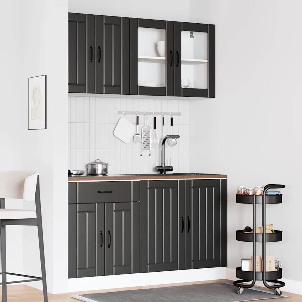 vidaXL Set dulap de bucătărie 4 piese „Lucca” lemn negru prelucrat vidaXL Set dulap de bucătărie 4 piese „Lucca” lemn negru prelucrat