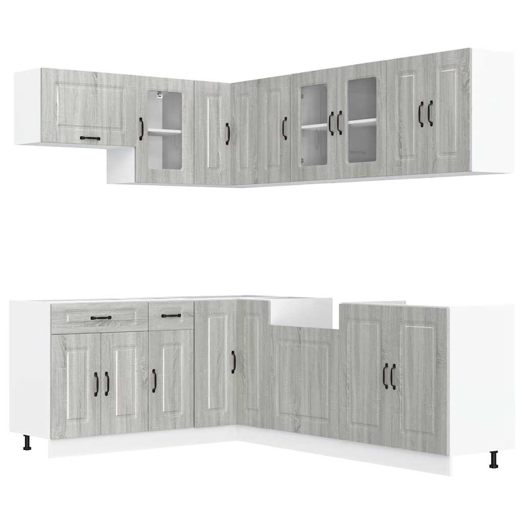 vidaXL Set de dulapuri de bucătărie 11 piese „Kalmar” lemn Sonoma gri vidaXL Set de dulapuri de bucătărie 11 piese „Kalmar” lemn Sonoma gri