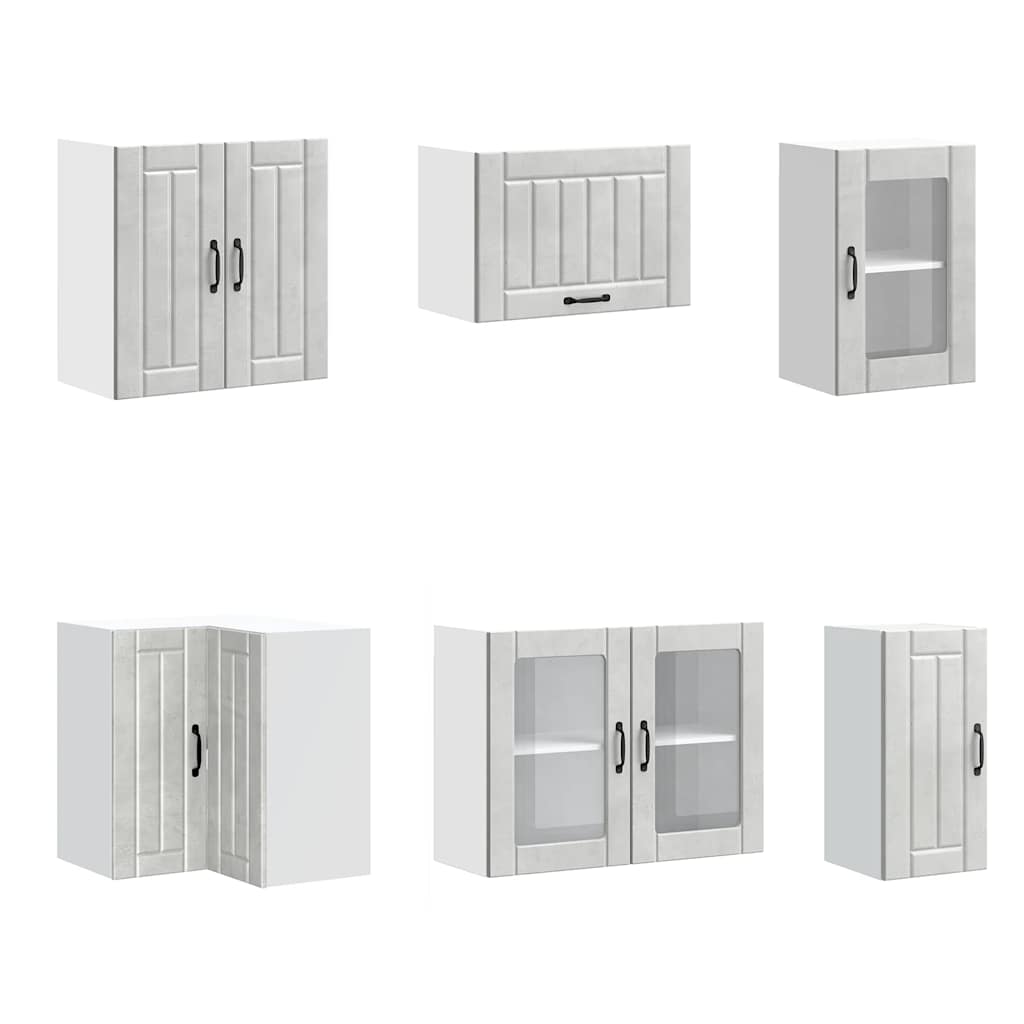 vidaXL Set dulapuri de bucătărie 11 piese „Lucca” gri beton Lemn vidaXL Set dulapuri de bucătărie 11 piese „Lucca” gri beton Lemn