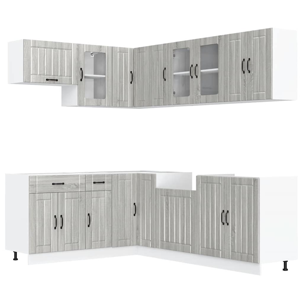 vidaXL Set de dulapuri de bucătărie 11 piese „Lucca” lemn Sonoma gri