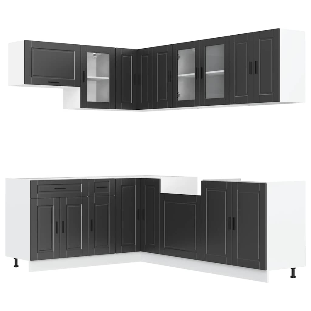 vidaXL Set dulap de bucătărie 11 piese „Porto” lemn negru prelucrat
