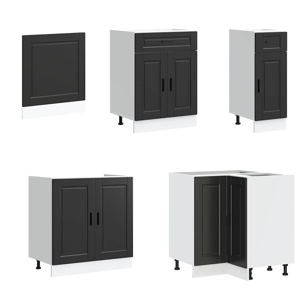 vidaXL Set dulap de bucătărie 11 piese „Porto” lemn negru prelucrat