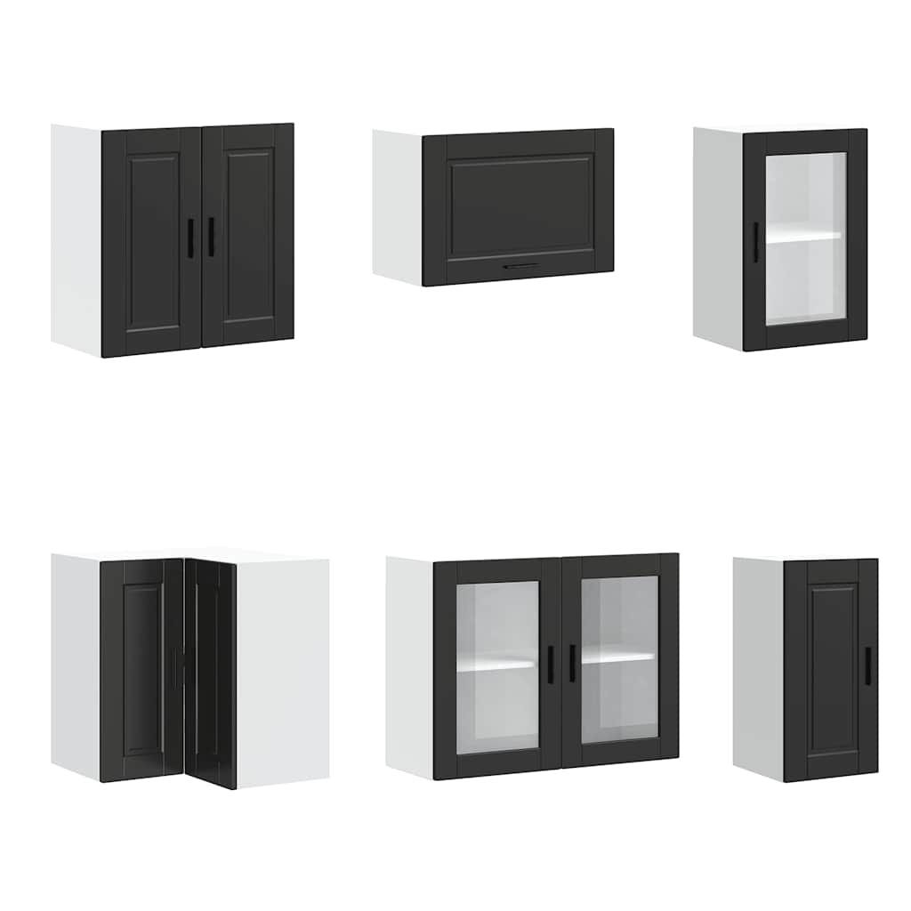vidaXL Set dulap de bucătărie 11 piese „Porto” lemn negru prelucrat