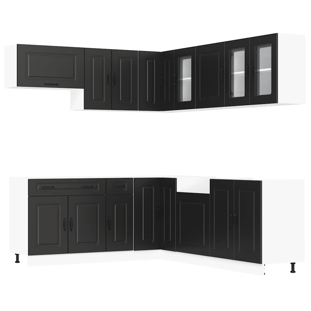 vidaXL Set dulap de bucătărie 11 piese „Kalmar” lemn negru prelucrat