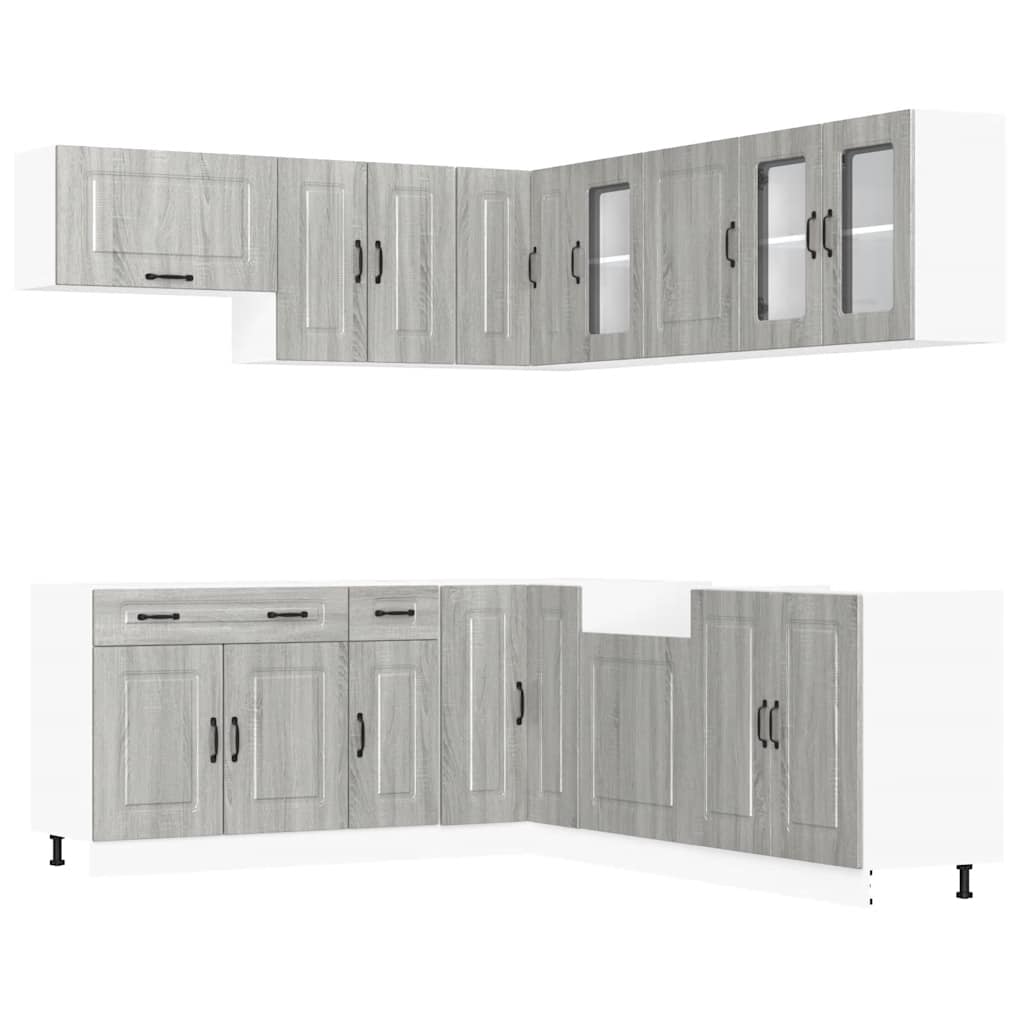 vidaXL Set de dulapuri de bucătărie 11 piese „Kalmar” lemn Sonoma gri vidaXL Set de dulapuri de bucătărie 11 piese „Kalmar” lemn Sonoma gri