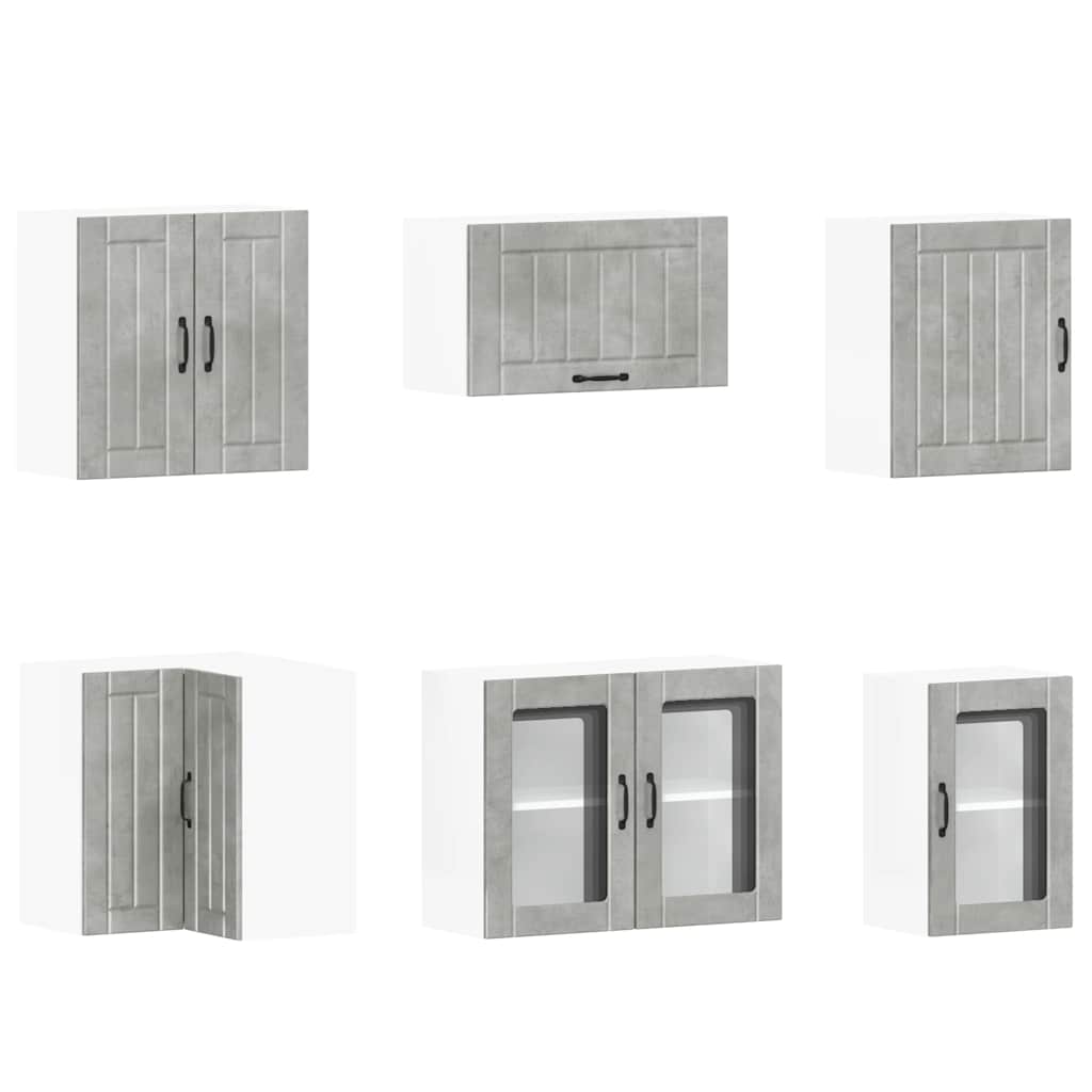 vidaXL Set dulapuri de bucătărie 11 piese „Lucca” gri beton Lemn vidaXL Set dulapuri de bucătărie 11 piese „Lucca” gri beton Lemn
