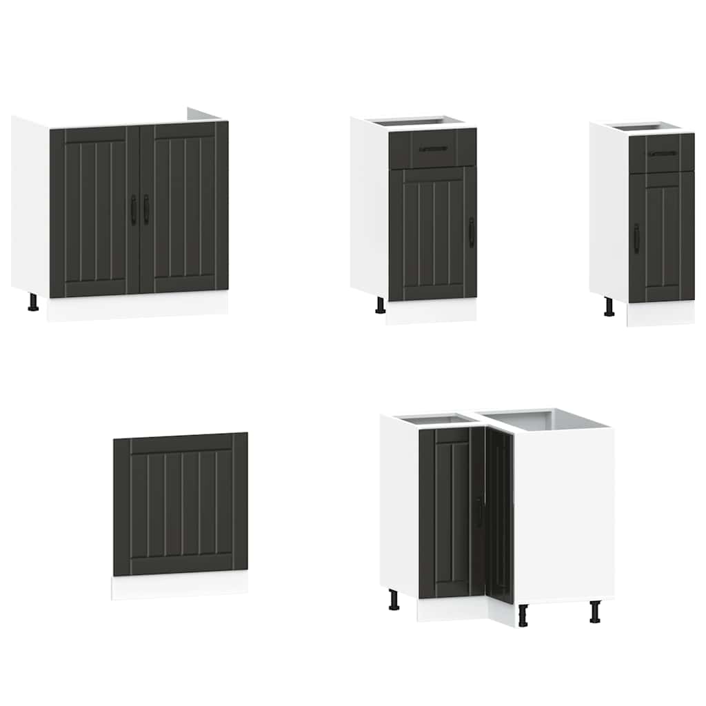 vidaXL Set dulap de bucătărie 11 piese „Kalmar” lemn negru prelucrat vidaXL Set dulap de bucătărie 11 piese „Kalmar” lemn negru prelucrat