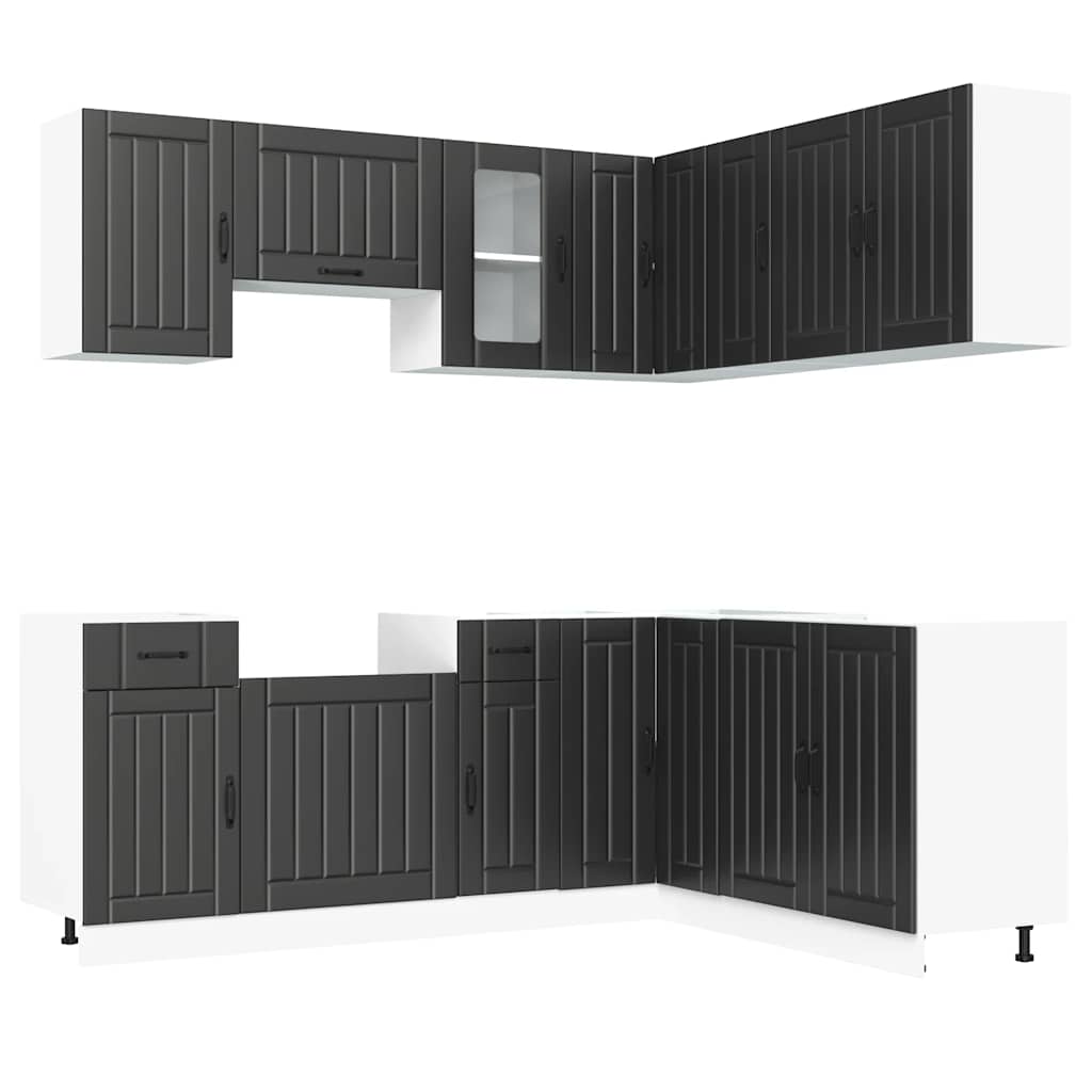 vidaXL Set dulap de bucătărie 11 piese „Lucca” lemn negru prelucrat