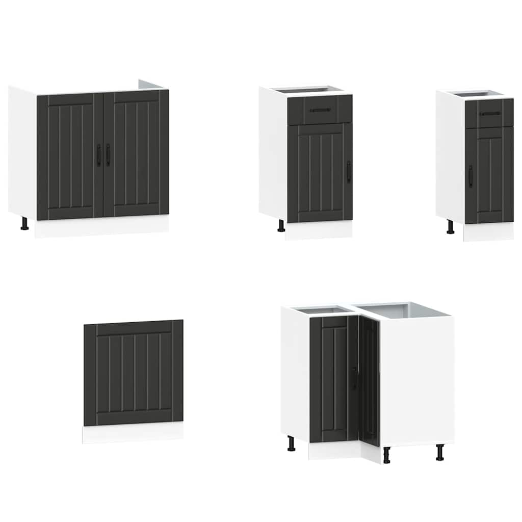 vidaXL Set dulap de bucătărie 11 piese „Lucca” lemn negru prelucrat