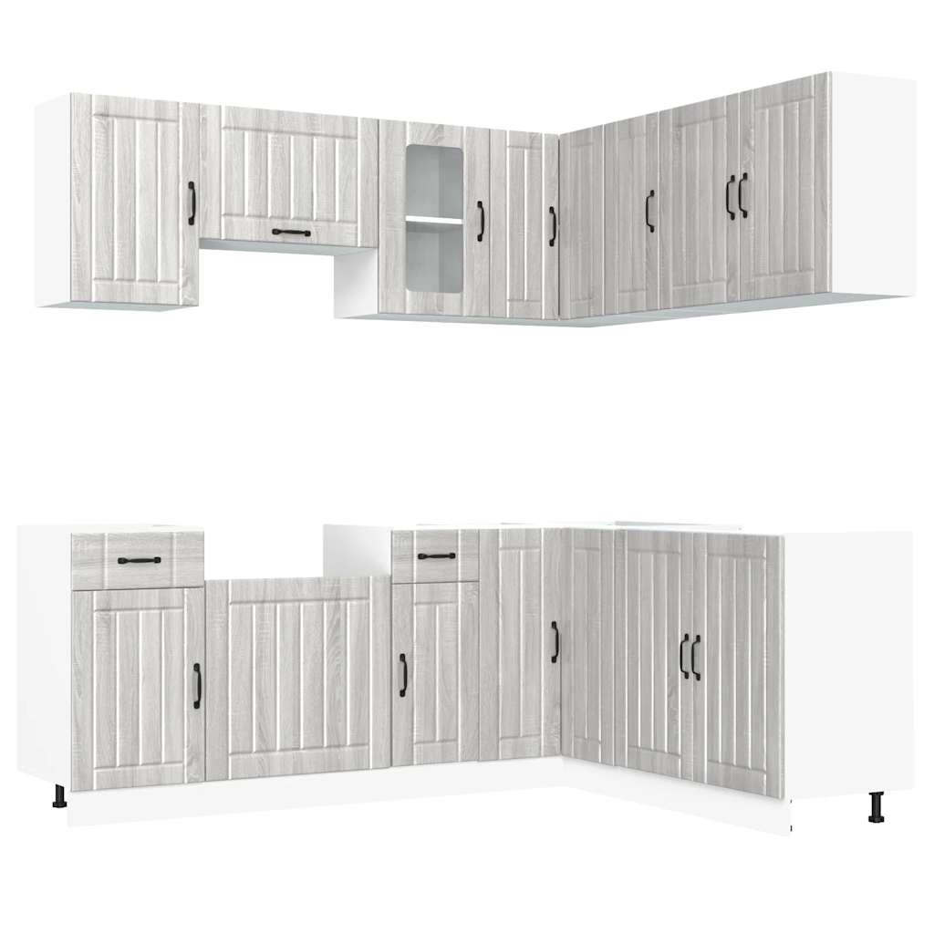 vidaXL Set de dulapuri de bucătărie 11 piese „Lucca” lemn Sonoma gri