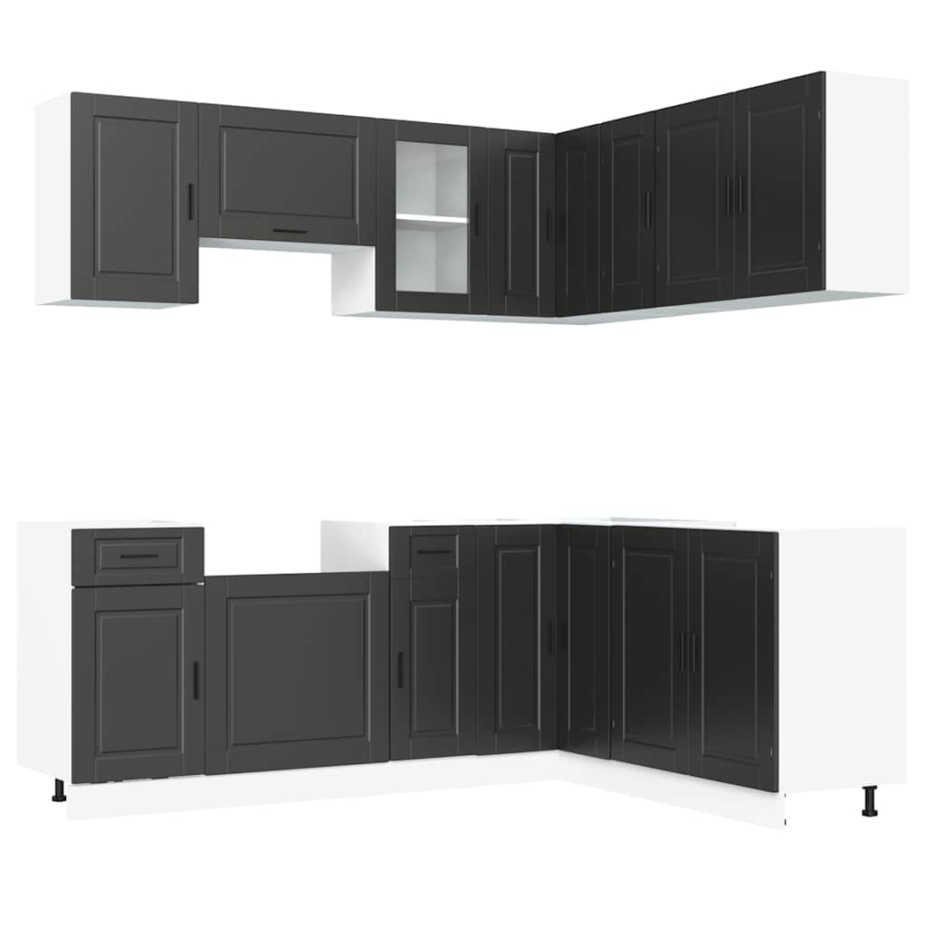 vidaXL Set dulap de bucătărie 11 piese „Porto” lemn negru prelucrat vidaXL Set dulap de bucătărie 11 piese „Porto” lemn negru prelucrat