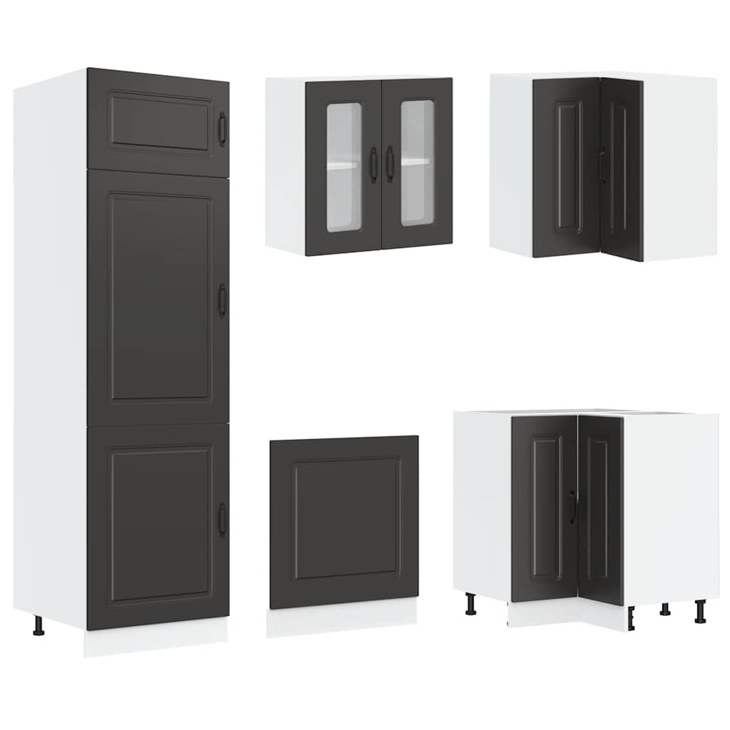vidaXL Set dulap de bucătărie 14 piese „Kalmar” lemn negru prelucrat vidaXL Set dulap de bucătărie 14 piese „Kalmar” lemn negru prelucrat